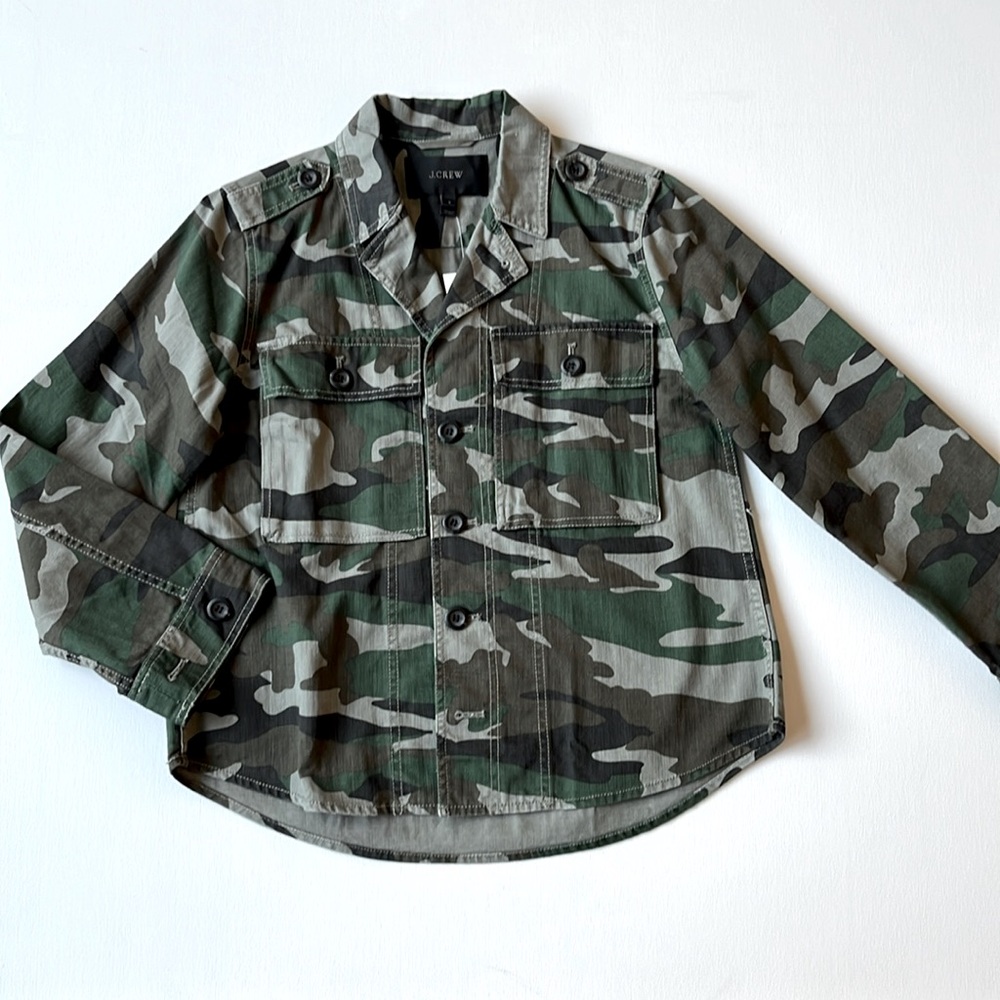 J.Crew Camouflage Utility Shirt Jacket- Green/Olive/Gray/Black- Size Small